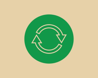 Recycle waste symbol and green arrow logo web icon concept flat vector illustration.