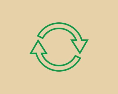 Recycle waste symbol and green arrow logo web icon concept flat vector illustration.