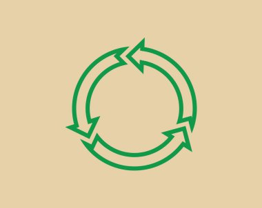 Recycle waste symbol and green arrow logo web icon concept flat vector illustration.