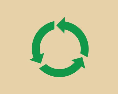 Recycle waste symbol and green arrow logo web icon concept flat vector illustration.