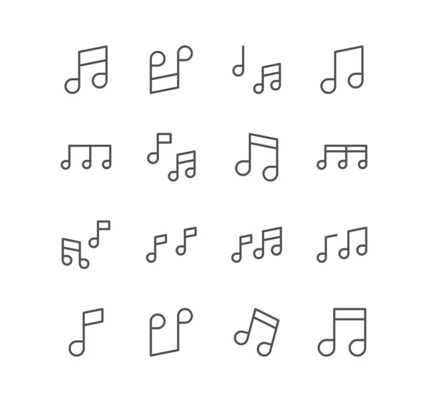 Ensemble Icônes Partitions Sons Volume Ton Musique Mélodie Chant Vecteurs — Image vectorielle