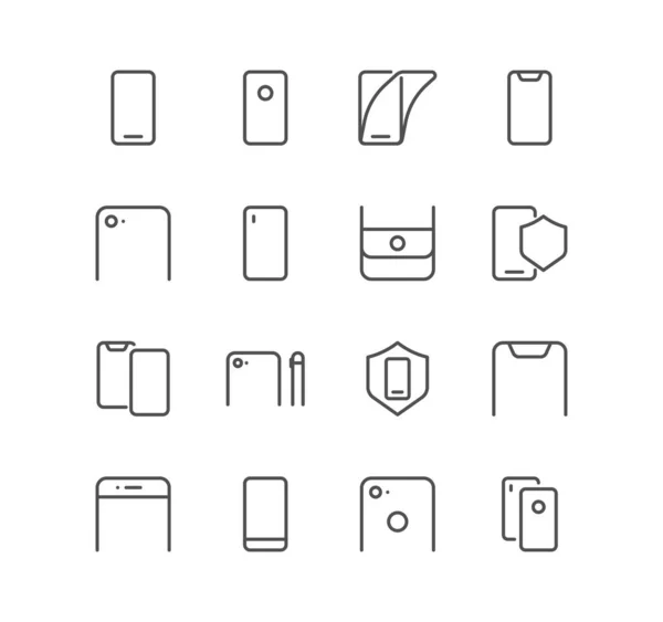 Set Von Handy Und Smartphone Symbolen Bildschirmschutz Schutz Schild Reparatur — Stockvektor