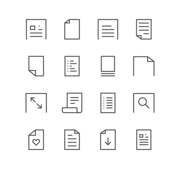 Ensemble Icônes Documents Papier Papier Téléchargement Infographie Favori Page Texte — Image vectorielle