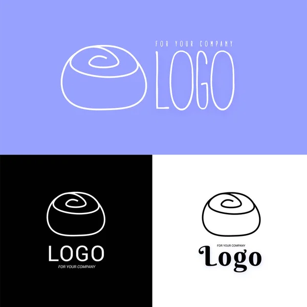 Булочка Иконка Пекарня Линии Логотипа Cinnabon Eps Веб Дизайна Компании — стоковый вектор