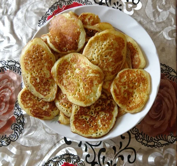 Beautiful Burnt Pancakes Kefir — Stock Photo, Image