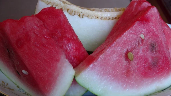 Close Fresh Ripe Red Watermelon — Stock Photo, Image