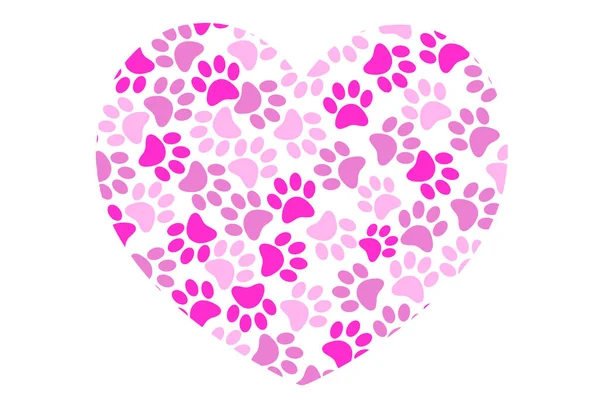 Cat Paws Hart Love Background Animal Paws Dog Paws Cat — Stock Photo, Image