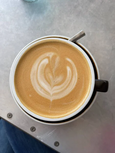 Café Capuchino Pausa Desayuno Café Tiempo Bebida — Foto de Stock