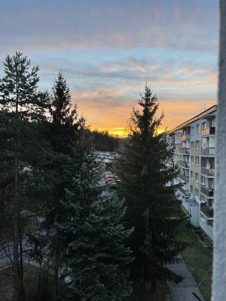 Schöner Sonnenuntergang Über Der Stadt — Stockfoto