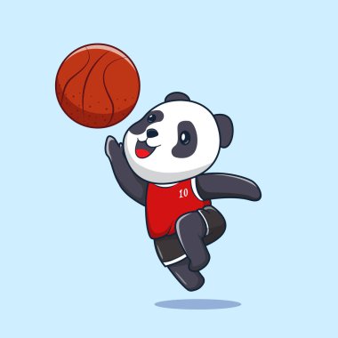Vektör panda turnike tekniği yapıyor. Premium vektör basketbol oyunu