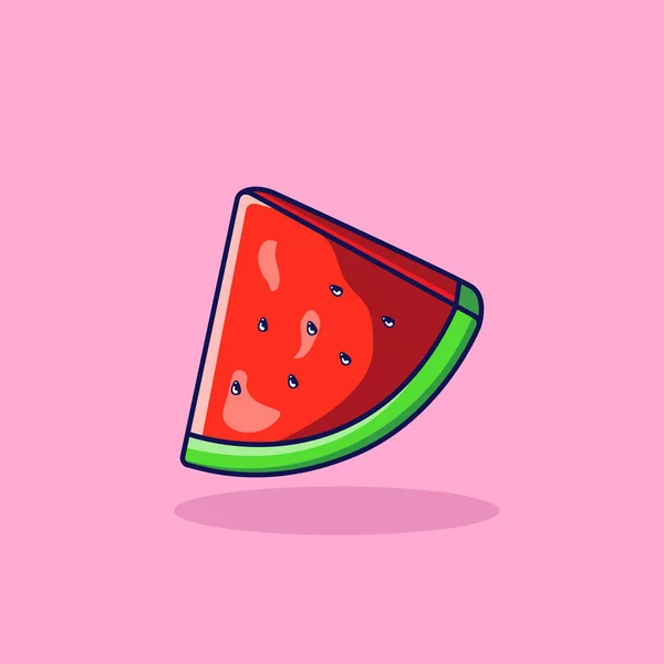 Fresh Watermelon Fruit Triangle Cut Icon — ストックベクタ