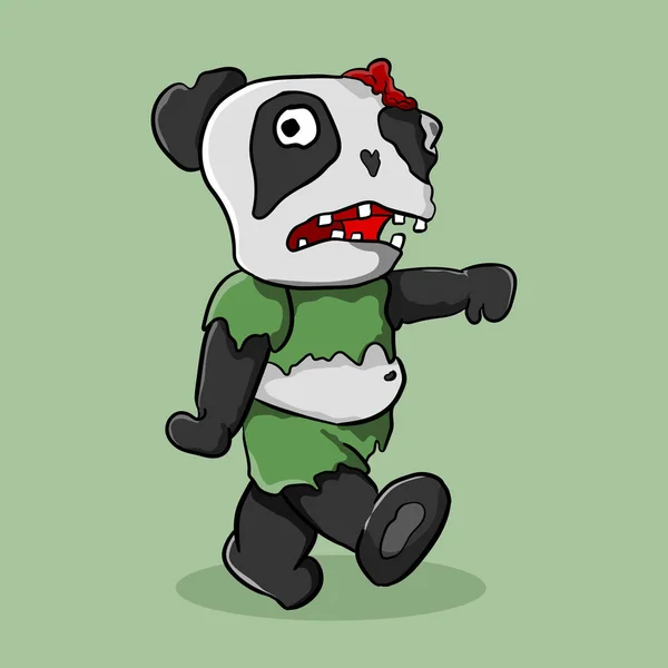 Panda Zombie Horror Ilustracja Toku — Wektor stockowy