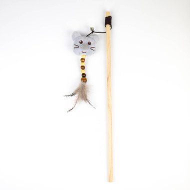 Kedi için tüyü olan gri fare oyuncağı