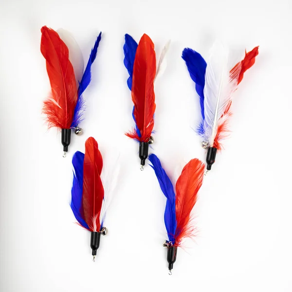 Kedi için üç renk tüy oyuncağı