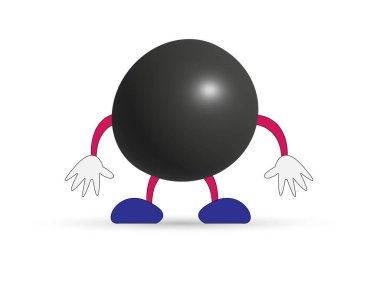 Doodle Kawaii çizgisi sanat tarzında sevimli üç boyutlu dairenin çizim vektörü çizgi film karakteri. 