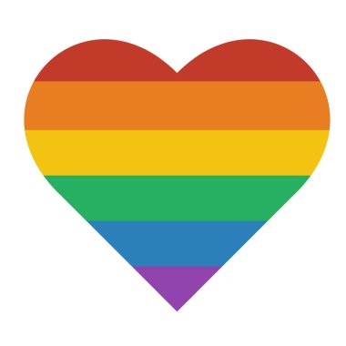LGBT gurur bayrağı taşıyıcı olarak kalp şeklinde. Gökkuşağı bayrağı