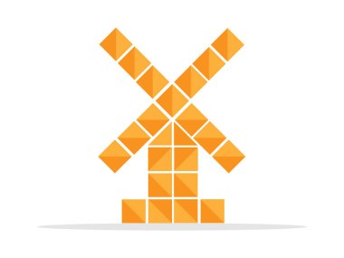 Rüzgâr değirmeni vektör tasarımı, kübik rüzgar değirmeni tasarım logosu, amblemi