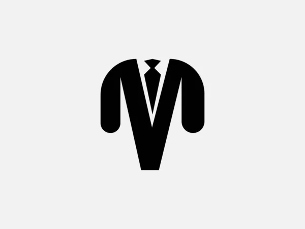 Logo Garnituru Wektor Projektu Krawatem Czarny Kolor Logo Lub Godło — Wektor stockowy