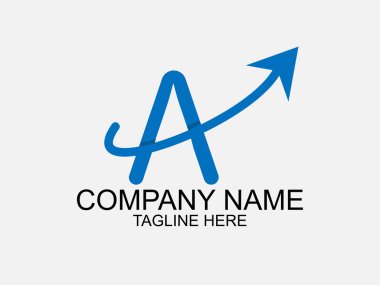 Bir harf logo vektör çizer, oklu mavi renk alfabesi harfi