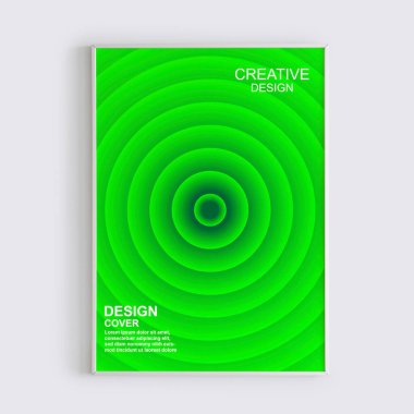 3D dairesel arkaplan poster tasarım vektörü, yeşil renk tasarımı, kapak poster çizeri