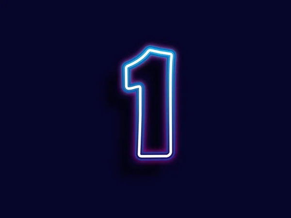 Insegna Neon Numero Uno Stile Colore Blu Illustratore Vettoriale — Vettoriale Stock