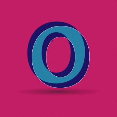 O harfi 3D alfabe. Retro yazı tipi. Vektör İllüstrasyonu