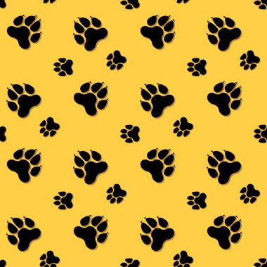 Köpek pençe parça. Pençe ayak izi kesintisiz hayvan deseni. Vektör çizim.