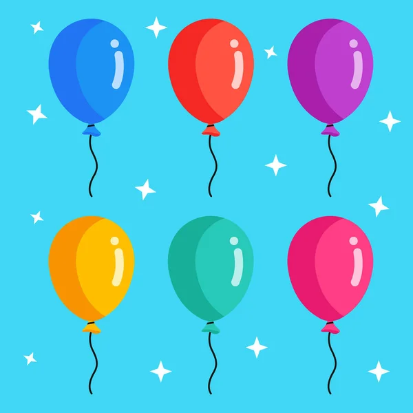 Balón Kresleném Stylu Banda Balónků Narozeninám Oslavám Létající Balón Provazem — Stockový vektor