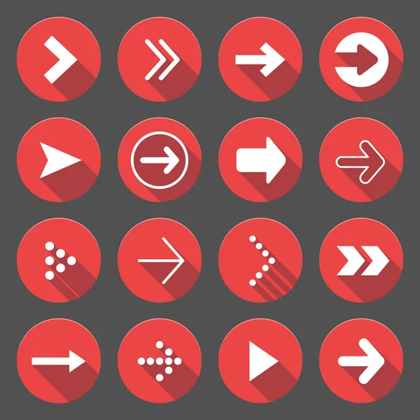 Símbolo Flecha Botones Internet Rojo Formas Redondas Suaves Sobre Fondo — Vector de stock