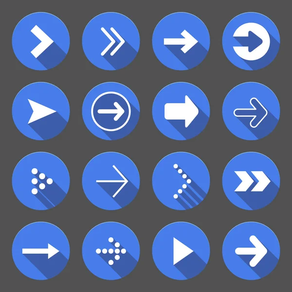 Iconos Puntero Flecha Redonda Azul Conjunto Colección Cursor Forma Simple — Vector de stock