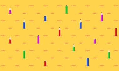 Düz şekilli renkli kalemlerle kusursuz geometrik desen. Vektör.