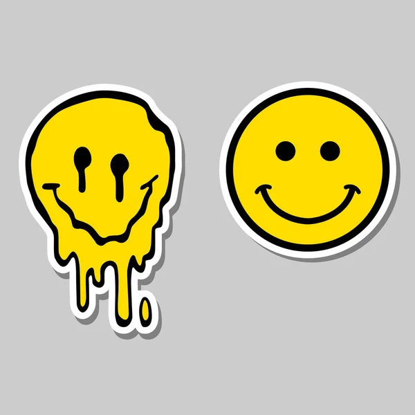 Melting Smile Dripping Smile Smile Icon Yellow Smile Smiley Yellow — Stock vektor