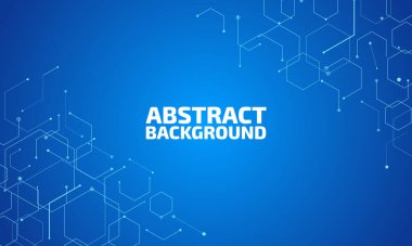 Soyut fütüristik - Koyu mavi arka planda çokgen şekilli moleküller teknolojisi. İllüstrasyon Vektörü tasarımı dijital teknoloji kavramı.