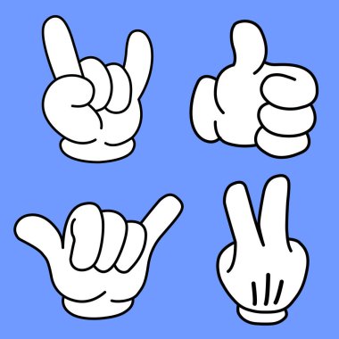 Bir dizi Vektör Çizgi Film Çizimleri. Sizin için Farklı Hareketli Eller Tasarım.