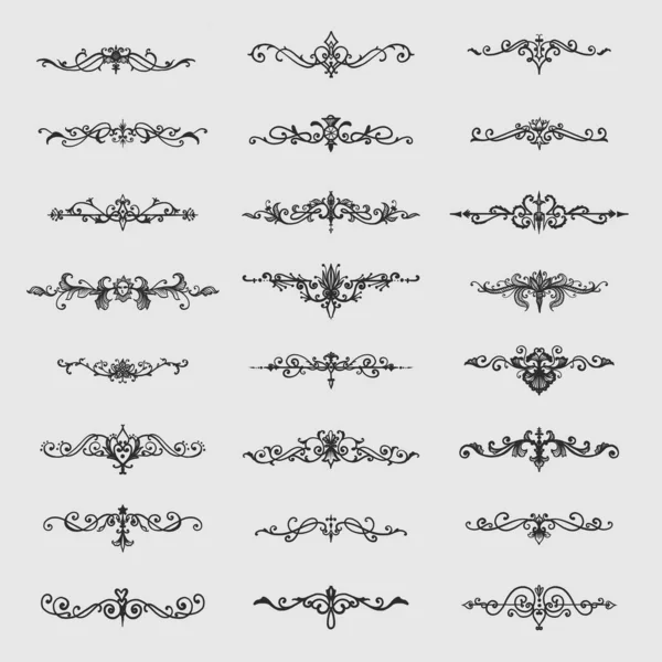 Set Decorative Design Lace Borders Corners Vector Set Floral Ornament — Vector de stock