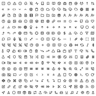 Geniş vektör simgeleri kümesi, düzenlenebilir, animasyon için çizilmiş.