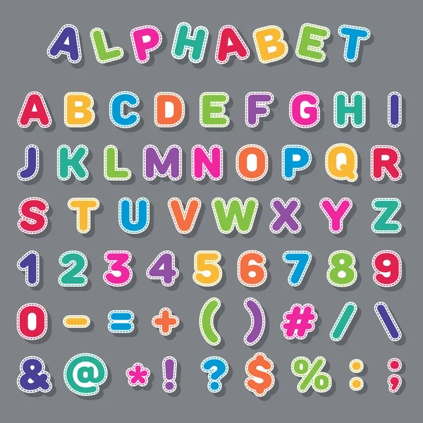 Vector Alphabet Signs Letters Bright Style Dotted Strokes — Stok Vektör