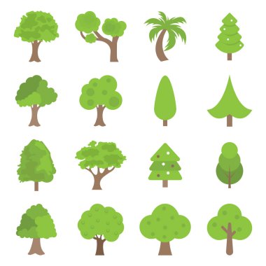 Collection of flat trees Icon, can be used to illustrate any nature or healthy lifestyle topic.