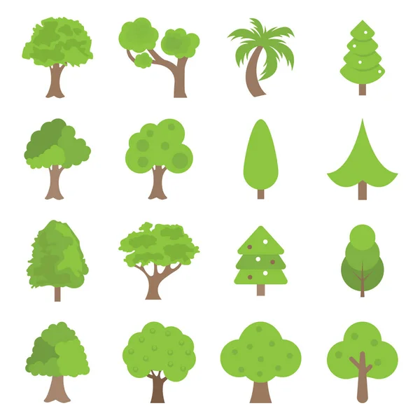 Collection Flat Trees Icon Can Used Illustrate Any Nature Healthy — Stock Vector