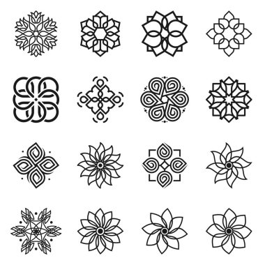 Collection of different black and white silhouette circular laurel foliate, olive,  wheat and oak wreaths depicting an award, achievement, heraldry, nobility, vector illustration.