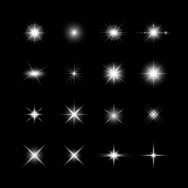 Glow Effect Star Sparkles Transparent Background Vector Illustration Sun — Vetor de Stock