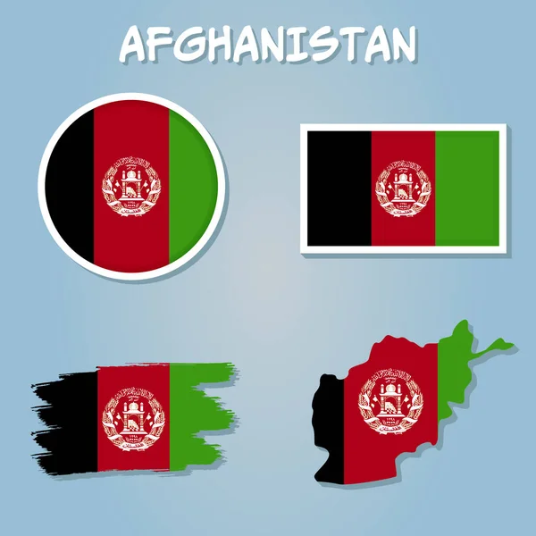 Peta Afghanistan Pada Peta Dunia Dengan Penunjuk Bendera Dan Peta - Stok Vektor