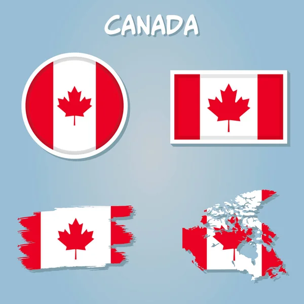 Mapa Forma Bandeira País Canadá — Vetor de Stock