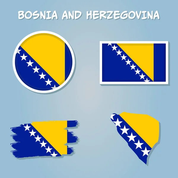 Bosna Hersek Vektörü Bayraklı Silueti Özetledi — Stok Vektör