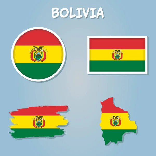 Bandera Nacional Bolivia Forma Mapa País — Vector de stock