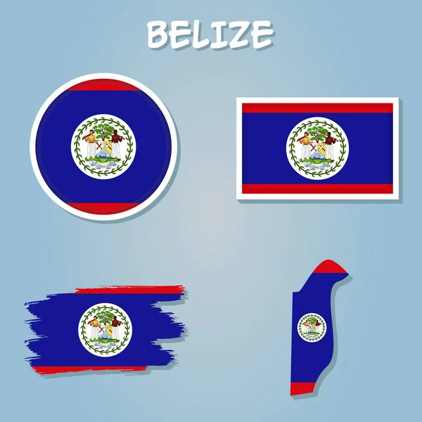 Collezione Bandiera Belize Set Icone Vettoriali — Vettoriale Stock