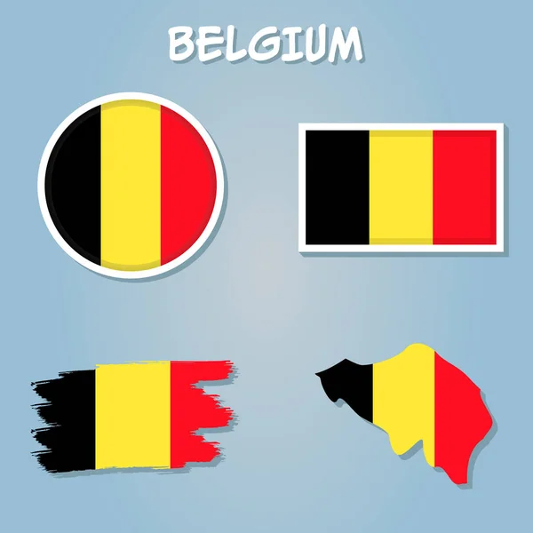 Drapeau Coloré Pointeur Carte Carte Belgique Aux Couleurs Drapeau Belge — Image vectorielle