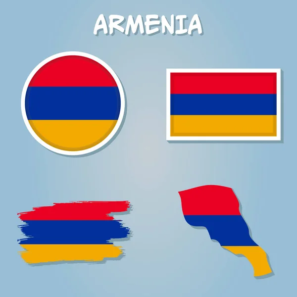 亚美尼亚地图 充满亚美尼亚国旗色彩的亚美尼亚地图矢量设计形状 — 图库矢量图片