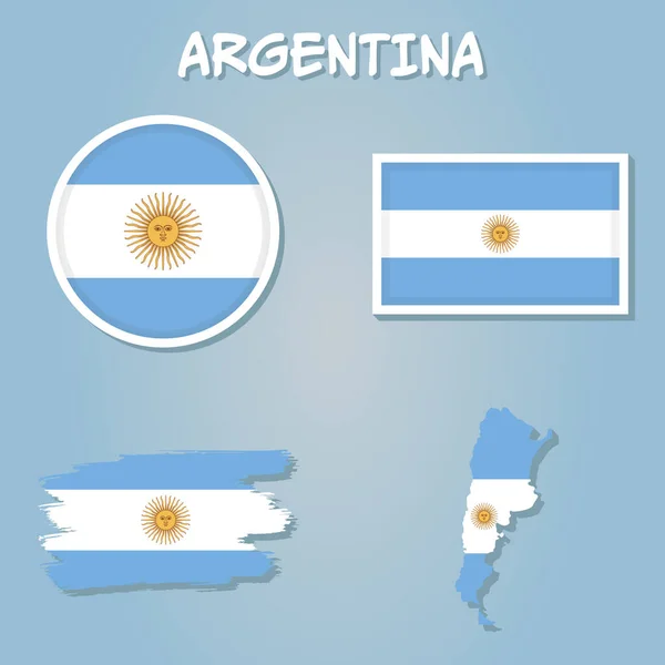 Argentina Vector Set Detailed Country Shape Region Borders Flags Icons — Stock Vector