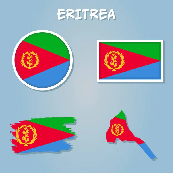 附有国旗的厄立特里亚国家概况的矢量 — 图库矢量图片
